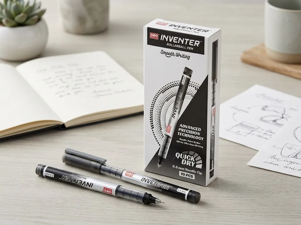 ORO Inventer 0.6mm Rollerball Pen – Black & Blue Ink | Smooth & Quick-Dry Writing
