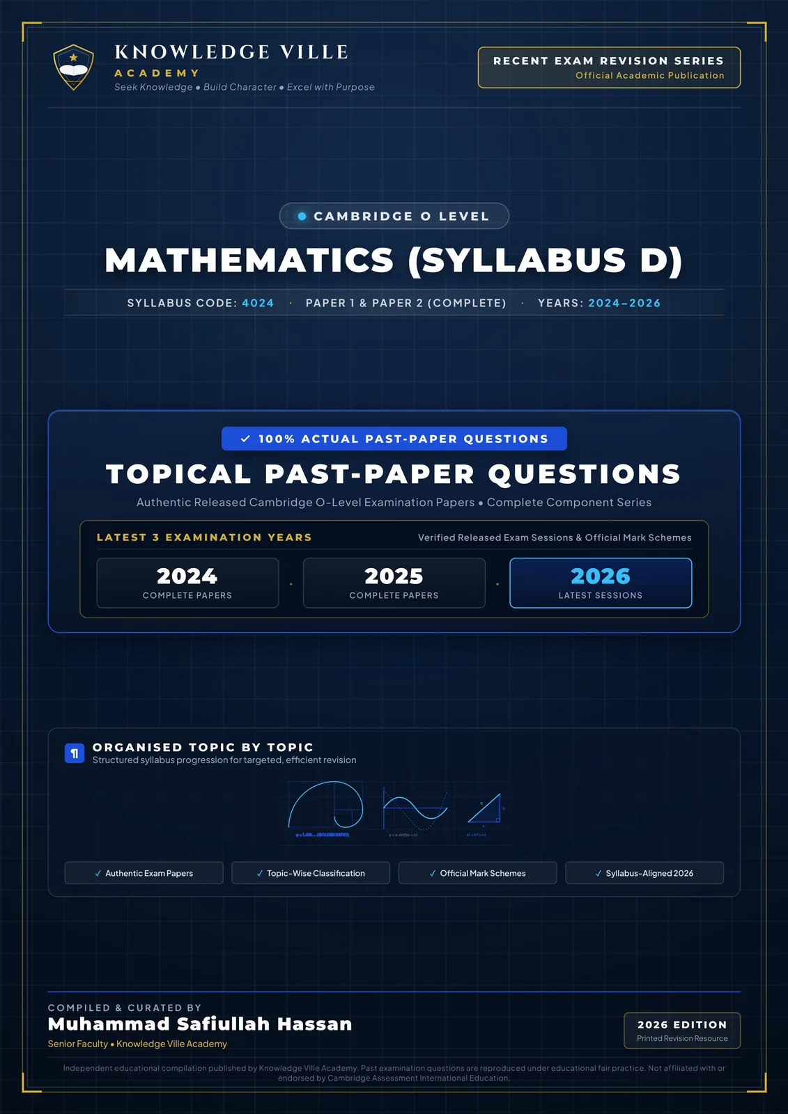 KVA Cambridge O Level Mathematics (Syllabus D) 4024 topical past-paper workbook, 2026 edition